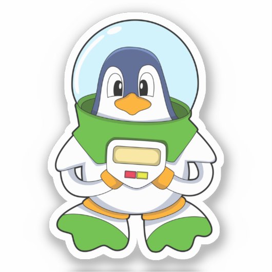 Penguin als astronaut met kostuum sticker (Voorkant)