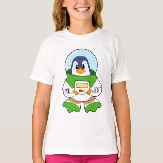 Penguin als astronaut met kostuum t-shirt (Voorkant)
