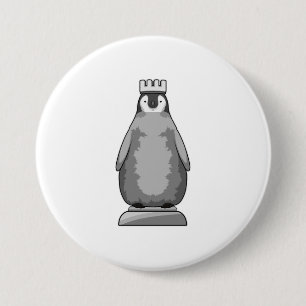 Penguin als Chess-stukje King Ronde Button 7,6 Cm