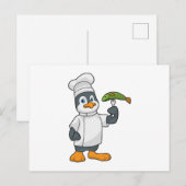 Penguin als Cook met schort voor vis en koken Briefkaart (Voorkant / Achterkant)