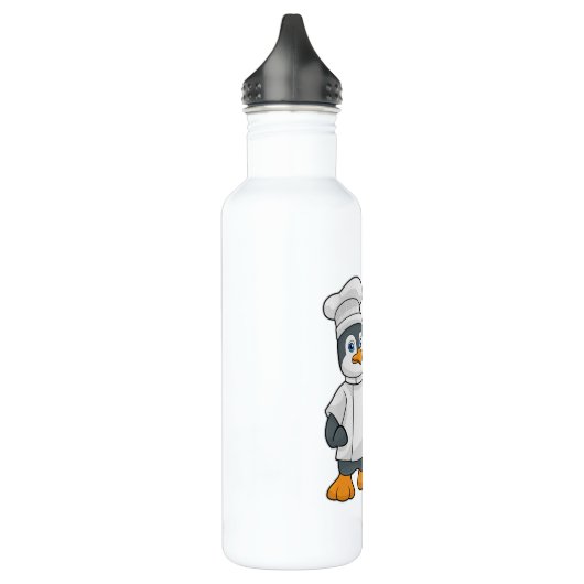 Penguin als Cook met schort voor vis en koken Waterfles (Links)
