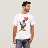 Penguin als Groom met Heart Ballon T-shirt (Voorkant volledig)