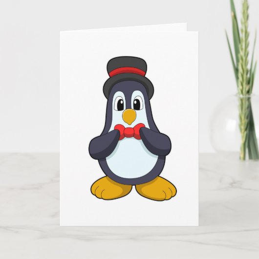 Penguin als Groom met Lint en Pet Kaart (Voorkant)
