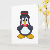 Penguin als Groom met Lint en Pet Kaart (Gele Bloem)