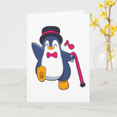 Penguin als Groom met Stropdas Kaart (Gele Bloem)