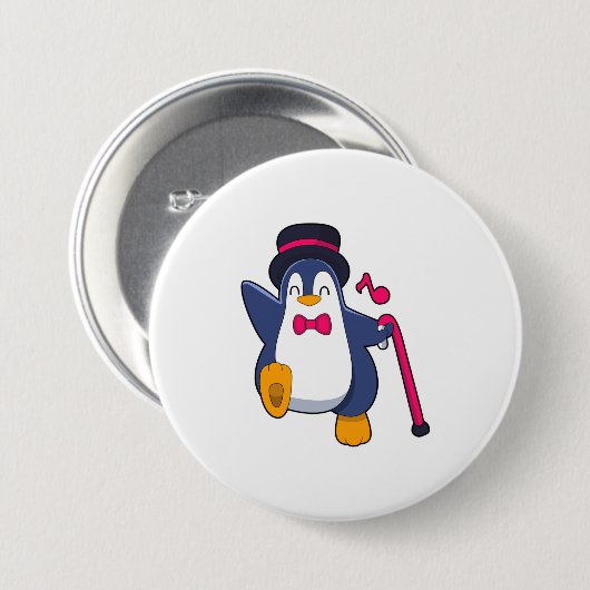 Penguin als Groom met Stropdas Ronde Button 7,6 Cm (Voorkant /achterkant)