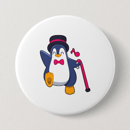 Penguin als Groom met Stropdas Ronde Button 7,6 Cm (Voorkant)