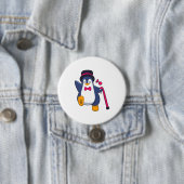 Penguin als Groom met Stropdas Ronde Button 7,6 Cm (In situ)