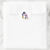 Penguin als Groom met Stropdas Ronde Sticker (Tas)
