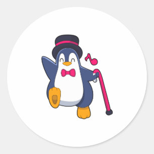 Penguin als Groom met Stropdas Ronde Sticker