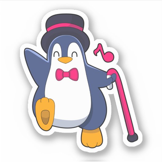 Penguin als Groom met Stropdas Sticker (Voorkant)