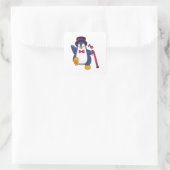 Penguin als Groom met Stropdas Vierkante Sticker (Tas)