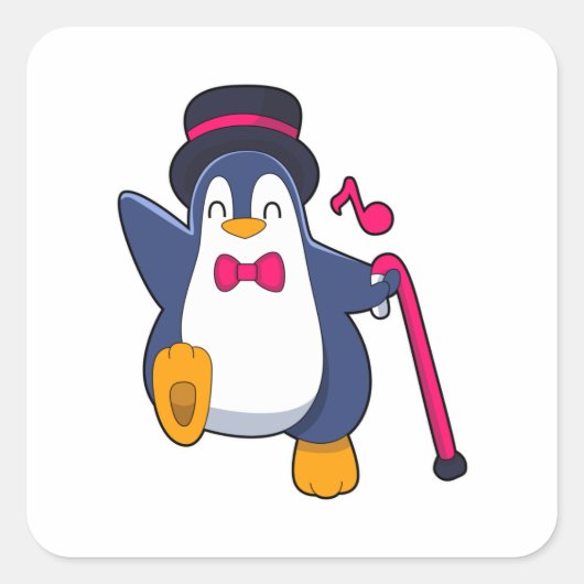 Penguin als Groom met Stropdas Vierkante Sticker (Voorkant)