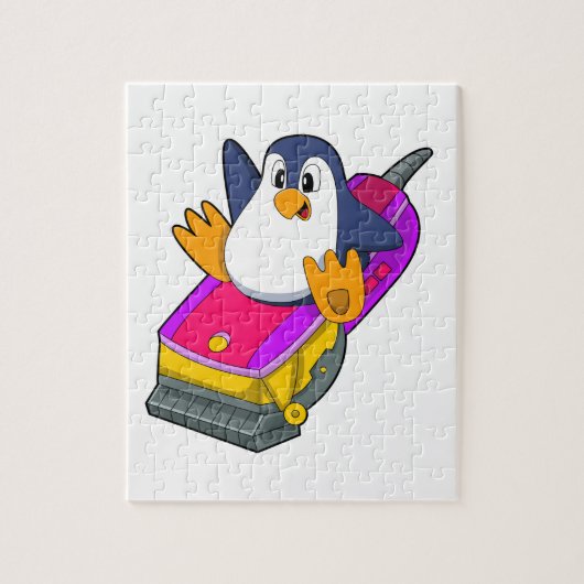 Penguin als hairdresser met Razor Legpuzzel (Verticaal)