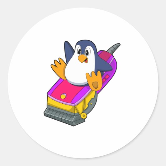 Penguin als hairdresser met Razor Ronde Sticker (Voorkant)