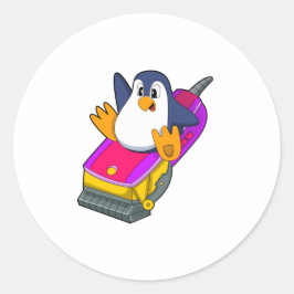 Penguin als hairdresser met Razor Ronde Sticker