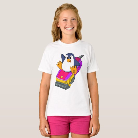Penguin als hairdresser met Razor T-shirt (Voorkant volledig)
