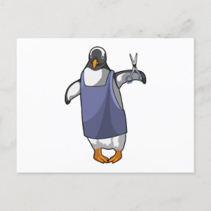 Penguin als hairdresser met schaar briefkaart