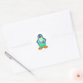 Penguin als hairdresser met schaar en schaar ronde sticker (Envelop)