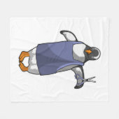 Penguin als hairdresser met schaar fleece deken (Voorkant (Horizontaal))