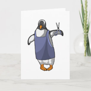 Penguin als hairdresser met schaar kaart