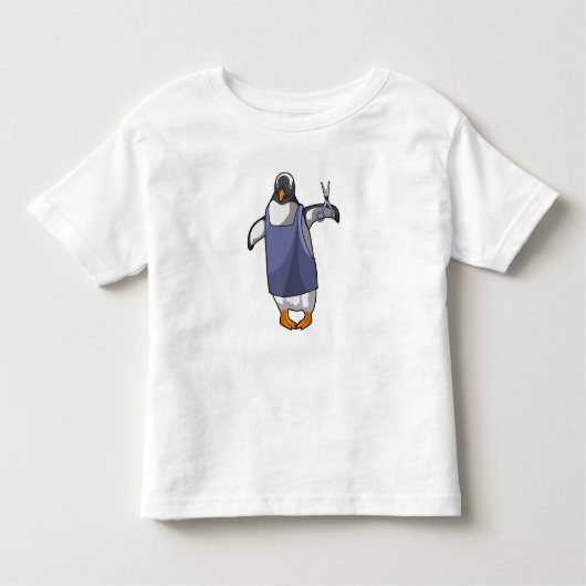 Penguin als hairdresser met schaar kinder shirts (Voorkant)