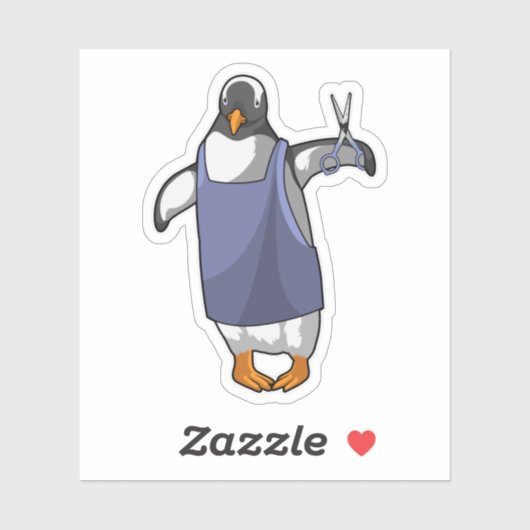 Penguin als hairdresser met schaar sticker (Vel)