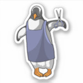 Penguin als hairdresser met schaar sticker (Voorkant)