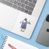 Penguin als hairdresser met schaar sticker (Laptop met iPhone)