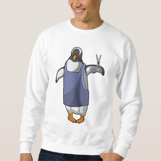 Penguin als hairdresser met schaar trui (Voorkant)
