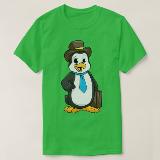Penguin als ondernemer met briefcase t-shirt (Design voorkant)