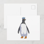 Penguin als Sailor met Pet Briefkaart (Voorkant / Achterkant)