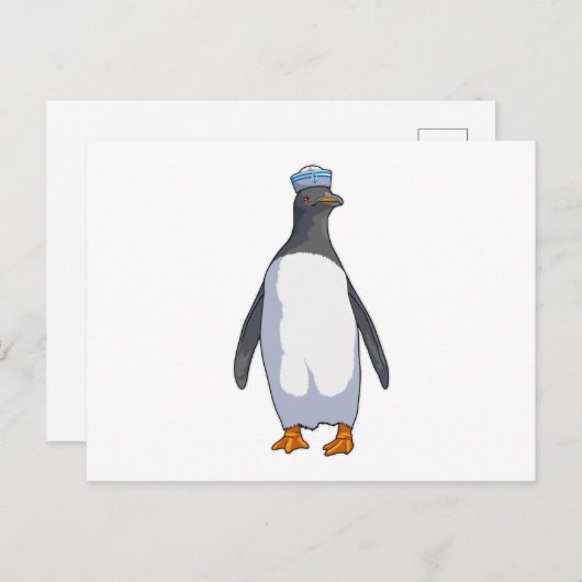Penguin als Sailor met Pet Briefkaart (Voorkant / Achterkant)