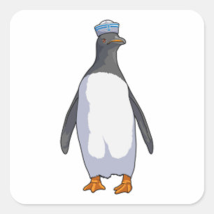 Penguin als Sailor met Pet Vierkante Sticker