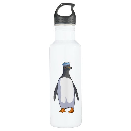 Penguin als Sailor met Pet Waterfles (Voorkant)