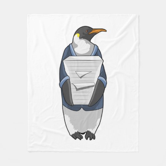 Penguin als secretaris met papier fleece deken (Voorkant)