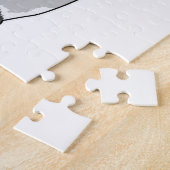 Penguin als secretaris met papier legpuzzel (Zijkant)