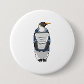 Penguin als secretaris met papier ronde button 7,6 cm (Voorkant)