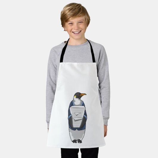 Penguin als secretaris met papier schort (Gedragen)