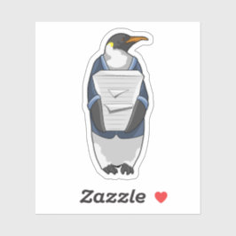 Penguin als secretaris met papier sticker