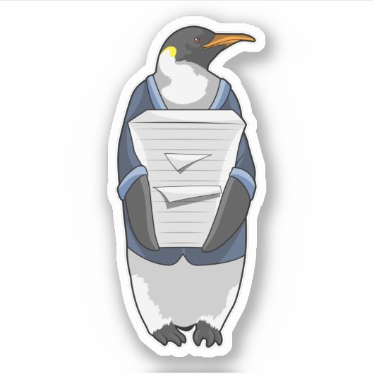 Penguin als secretaris met papier sticker (Voorkant)