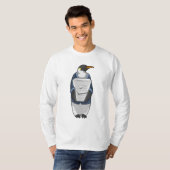 Penguin als secretaris met papier t-shirt (Voorkant volledig)