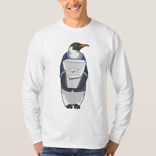 Penguin als secretaris met papier t-shirt (Voorkant)