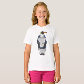 Penguin als secretaris met papier t-shirt (Voorkant volledig)