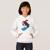 Penguin als Skier met Ski (Voorkant volledig)