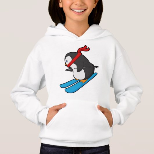 Penguin als Skier met Ski (Voorkant)