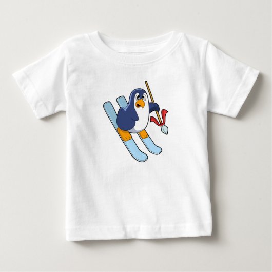 Penguin als Skier met Ski (Voorkant)