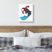 Penguin als Skier met Ski Canvas Afdruk (Insitu (Slaapkamer))