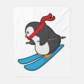Penguin als Skier met Ski Fleece Deken (Voorkant)