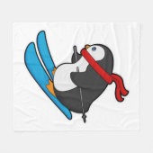 Penguin als Skier met Ski Fleece Deken (Voorkant (Horizontaal))